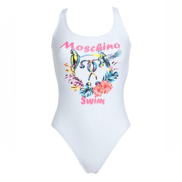 New! MOSCHINO Double Question Logo One-Piece Swimsuit - Picture 1 of 8